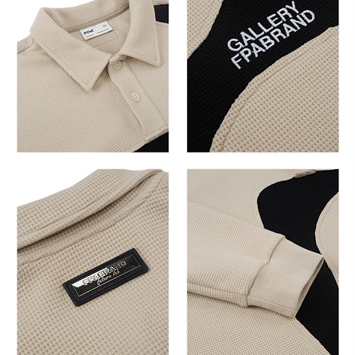 Title 3, Panel Long-sleeved POLO Contrast and Simple Des...