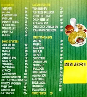 Natural Veg menu 