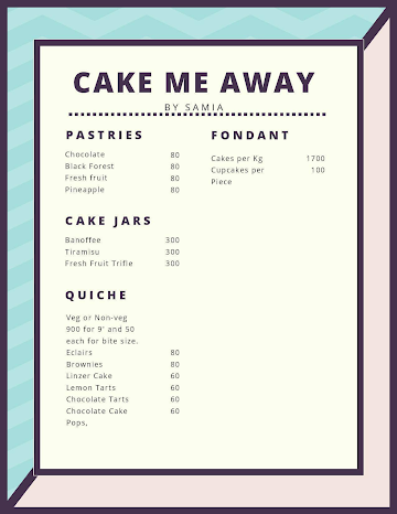 Cake Me Away By Samia menu 