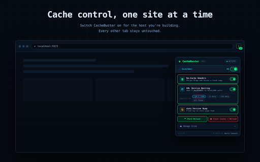 CacheBuster — Dev Cache Control screenshot 1