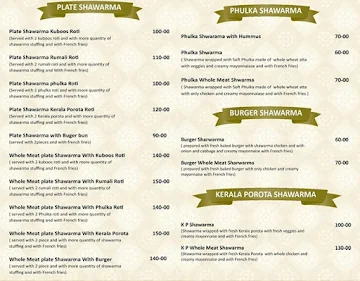 Tasty Shawarma menu 