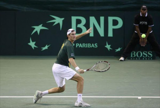 Wesley Moodie in action at the Davis Cup World Group Play-offs, South Africa vs. India in 2009