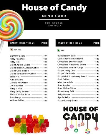 House of Candy menu 