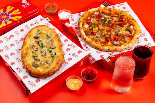 Truffle Tart Pizza + Italian Mob Veg Pizza + Beverages