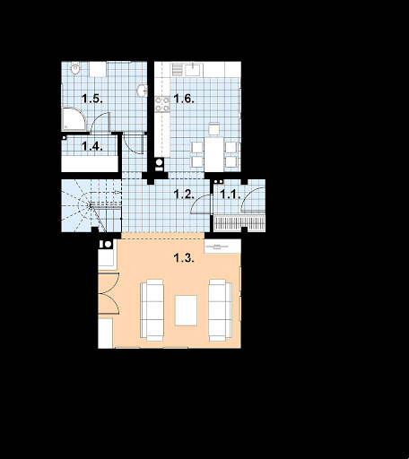 A-102 szkielet drewniany - Rzut parteru