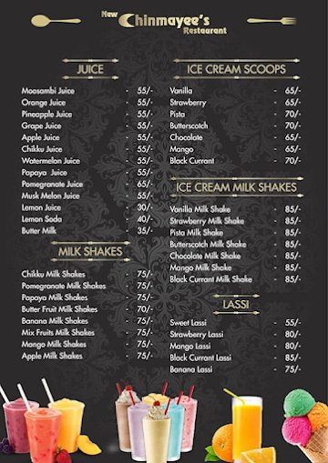 New Chinmayees Restaurant menu 