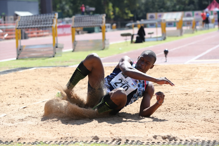 Luvo Manyonga during day 2 of the ASA Senior Championships at PUK McArthur Stadium on April 22, 2017 in Potchefstroom, South Africa.