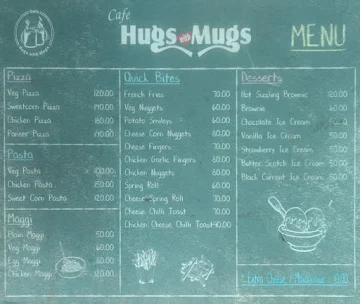 Cafe Hugs with Mugs menu 