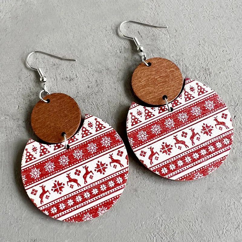 Bohemian eenvoudige moderne oorbellen met kerstpatroon, perfect voor cadeaus en feesten. Voeg een feestelijke touch toe aan je outfit.