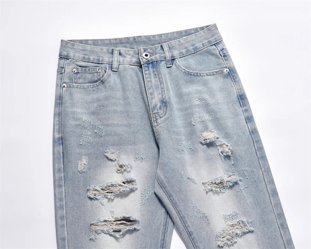 Title 11, Calças Jeans Brancas Rasgadas e Lavadas Masculi...