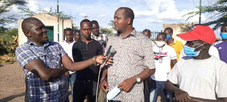 Tiaty MP William Kamket addressing the media at Chemoling’ot on Saturday.