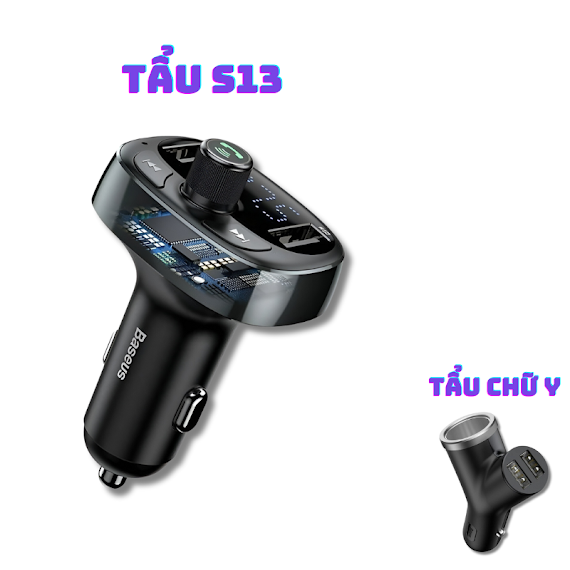 Bộ Tẩu Sạc Nhanh 3.0 + Phát Bluetooth, Chơi Nhạc, Đọc Usb Đa Năng Trên Xe Hơi Baseus S13 - Hàng Chính Hãng