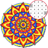 Mandala coloring - Color by number pixel art