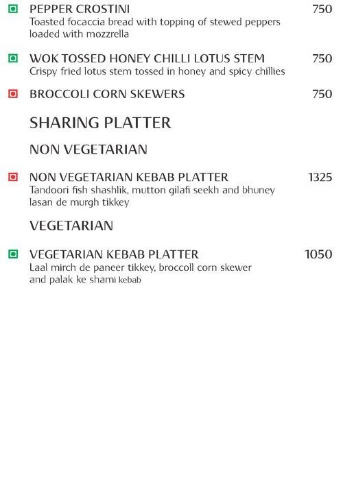 Insomnia, Taj Vivanta menu 