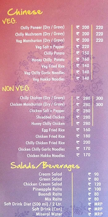 Chawlas 2 menu 