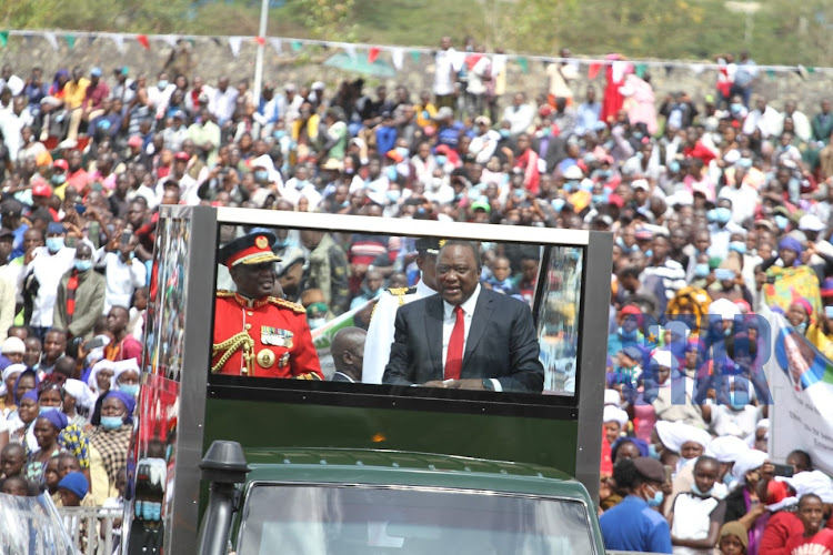 President Uhuru Kenyatta when he arrived at Uhuru Gardens on June 1, 2022. ENOS TECHE