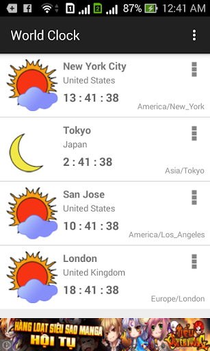 World time clock widget