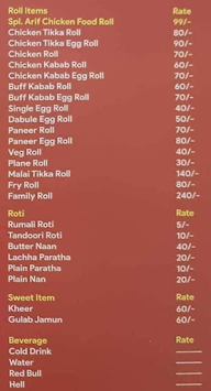 Arif Chicken Food menu 2