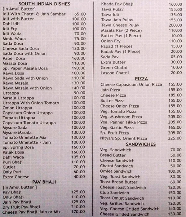 Nityanand Fast Food menu 