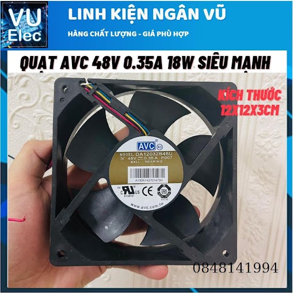 Quạt Tản Nhiệt 48V 0.35A 12Cm - Quạt Thổi Sương - Quạt Hút Gió Cực Mạnh