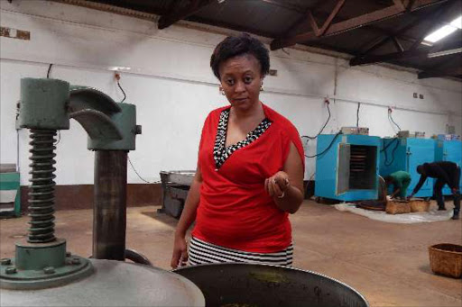 Roselyn Njoki supervises her staff at the factory in Makutano, Meru Town.