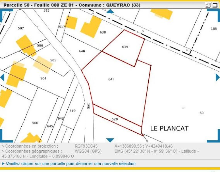 Vente terrain  3612 m² à Queyrac (33340), 160 000 €