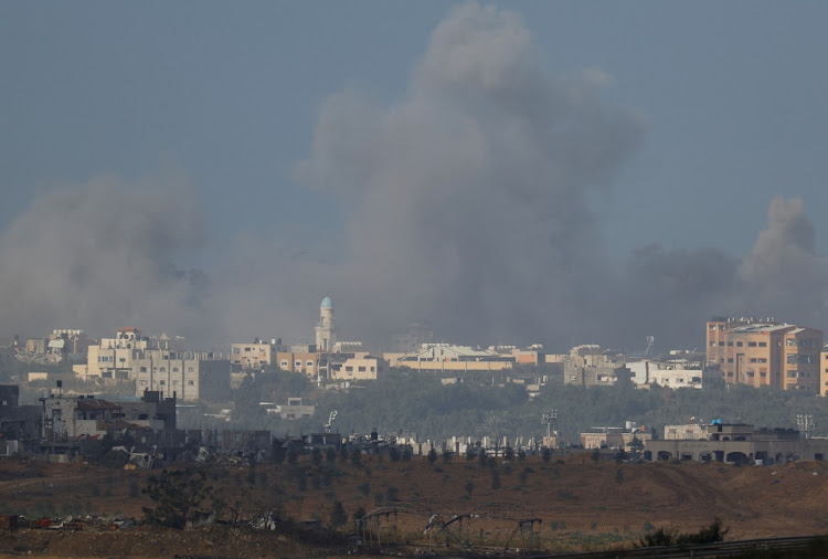 Smoke rises after Israeli air strikes in Gaza as seen from southern Israel amid the conflict between Israel and Palestinian group Hamas on November 20 2023. A group of 19 South Africans safely crossed the border from Gaza to Egypt.