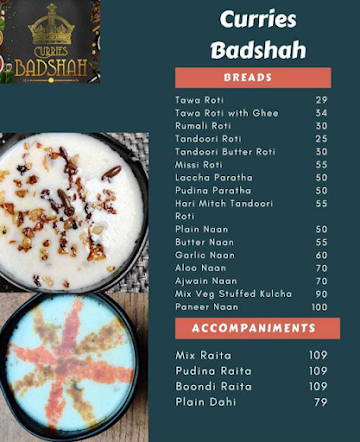 Curries Badshah menu 