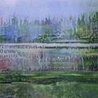 AI Landscape - Trees and Lake Color Series, Lavendar and Green