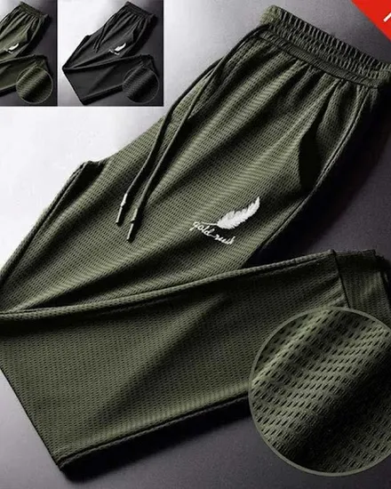 Men's Summer Ice Silk Pants Mesh Breathable Casual Thin Q... - 1