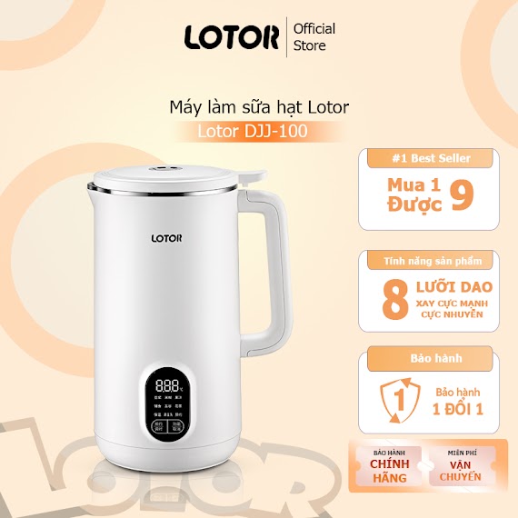 Máy Làm Sữa Hạt Lotor, Máy Xay Nấu Đa Năng 8 Trong 1 Làm Sữa Đậu Nành, Xay Sinh Tố, Đồ Ăn Cho Bé, Chế Độ Tự Ngắt An Toàn