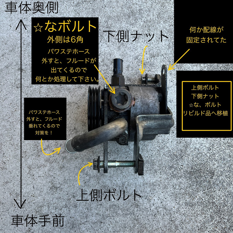 エッセのパワステポンプ交換に関するカスタム事例の投稿画像9枚目