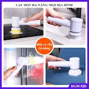 Máy Cọ Rửa Cầm Tay Đa Năng, Bàn Chải Vệ Sinh Nhà Bếp, Bồn Rửa Mặt, Đánh Bóng Giày Sạc Usb Với 3 Đầu Thay Thế, Bh 2 Năm