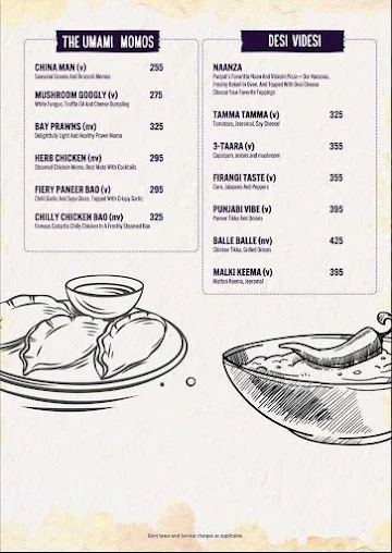 Hammered menu 