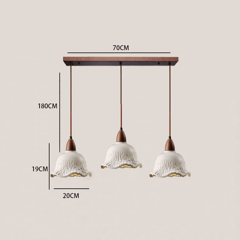 Japanse hanglamp voor slaapkamer, restaurant, bar, met drie lampen, vintage stijl, cement en hout, sfeervolle verlichting