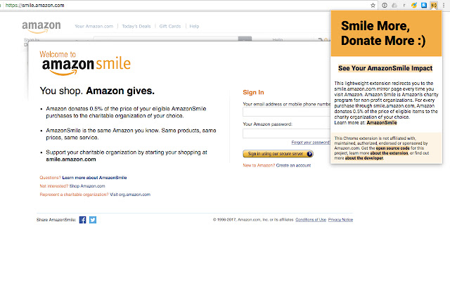 Smile More, Donate More :) chrome extension