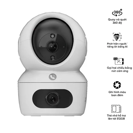 Thiết bị quan sát/Camera kép quay/quét trong nhà EZVIZ CS-H7C 2K+ (AI, 4MPx2, Color, LAN, WIFI kép, nút gọi khẩn cấp)