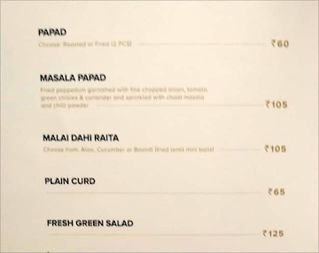 Kailash Parbat menu 