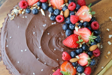 4-Ingredient Salted Chocolate Brownie Fruit Tart