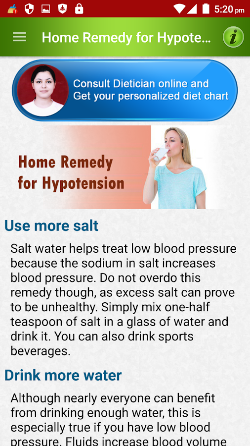 Diet Chart For Low Blood Pressure