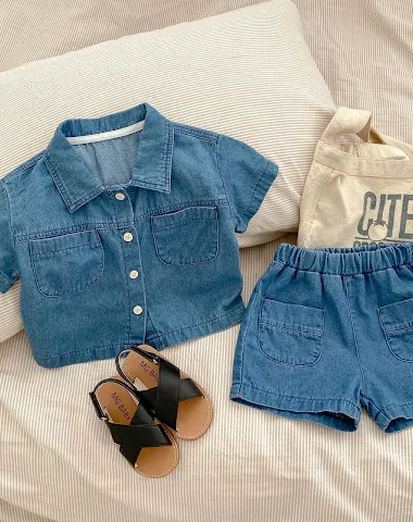 Baby Boy Denim Short Sleeve Pocket - 3