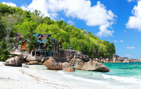 Takamaka beach on Mahe island in the Seychelles