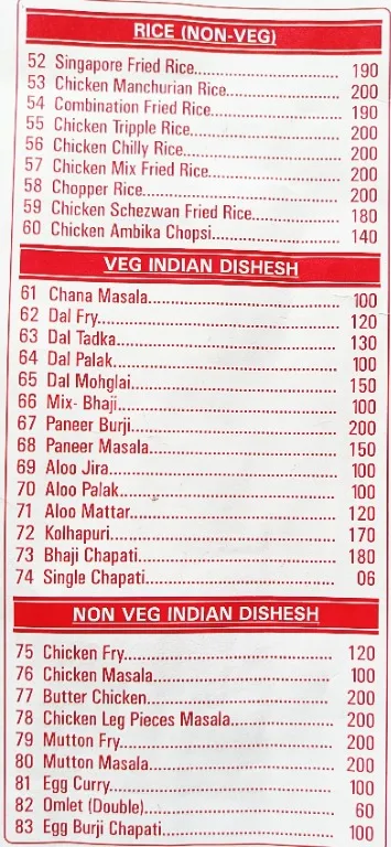 Om Sai Dinesh Fast Food & Chinese Corner menu 