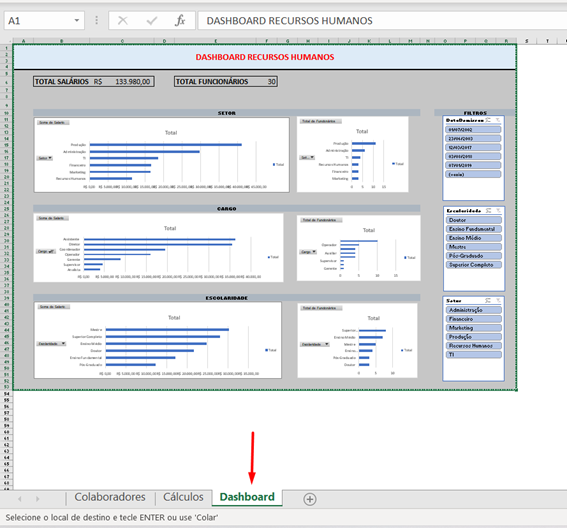 Abrindo e inserindo arquivo dashboard no Excel