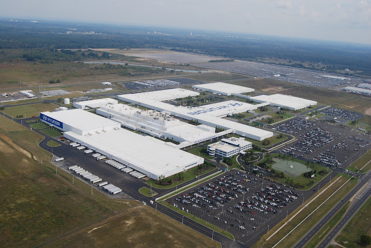 An aerial view of the Hyundai Montgomery production facility in Alabama, US.