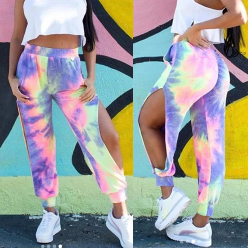 Pantaloni casual tie-dye stampati divisi, perfetti per un look rilassato e alla moda, offrendo comfort e stile unici per ogni occasione.