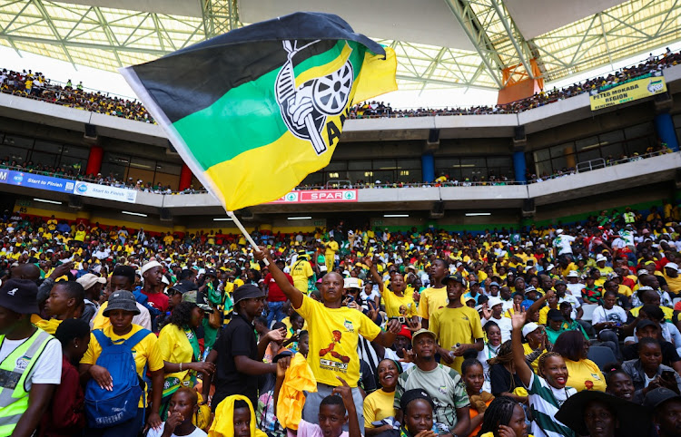 An ANC supporter waves a flag at Mbombela Stadium in Mpumalanga, January 13. Picture: REUTERS/SIPHIWE SIBEKO