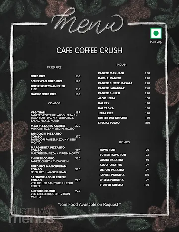 Cafe Coffee Crush menu 