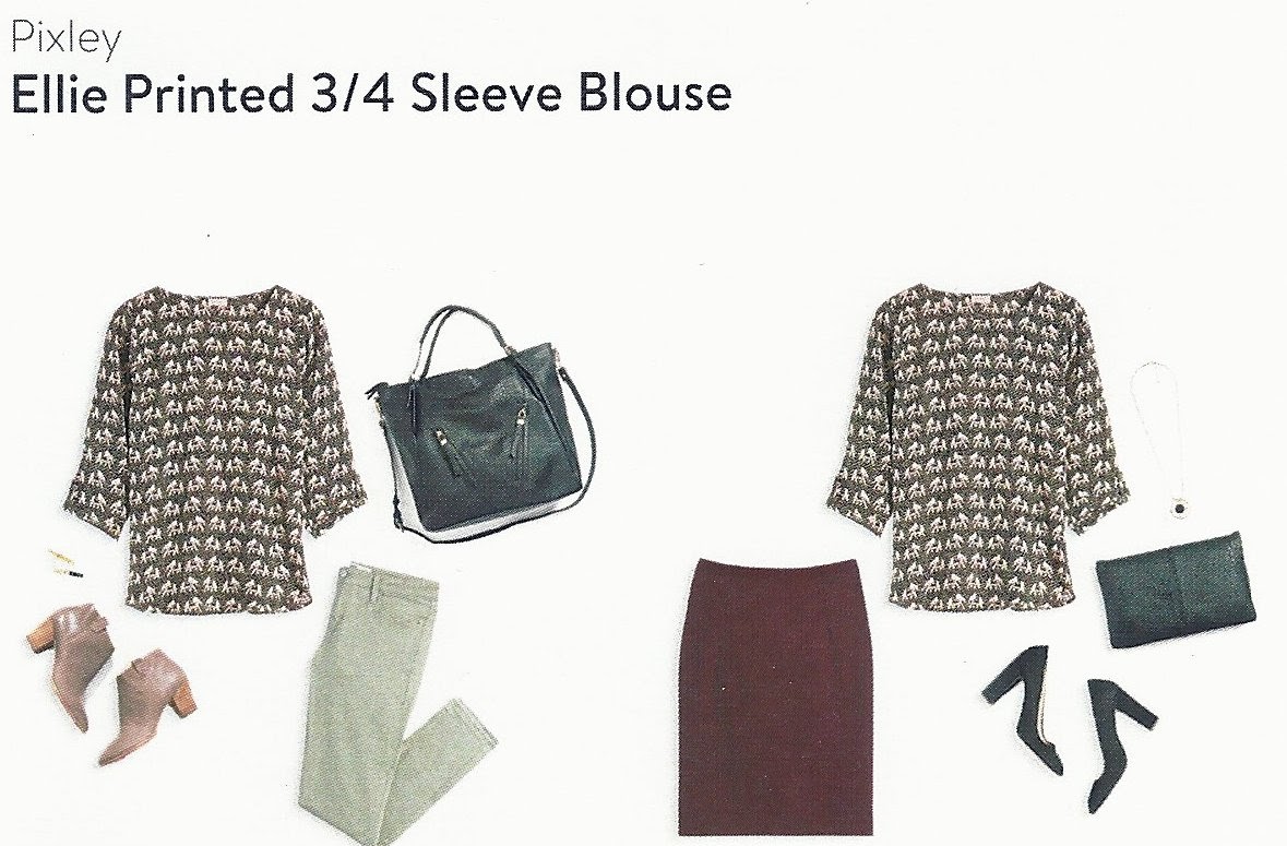 September Stitch Fix Box, Pixley Ellie Printed 3/4 Sleeve Blouse