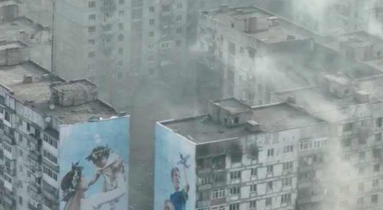 Drone footage shows the devastation of Bakhmut in Donetsk region amid Russia’s ongoing invasion of Ukraine, in a video released on March 26 2023. Picture: 93rd MECHANISED BRIGADE/REUTERS